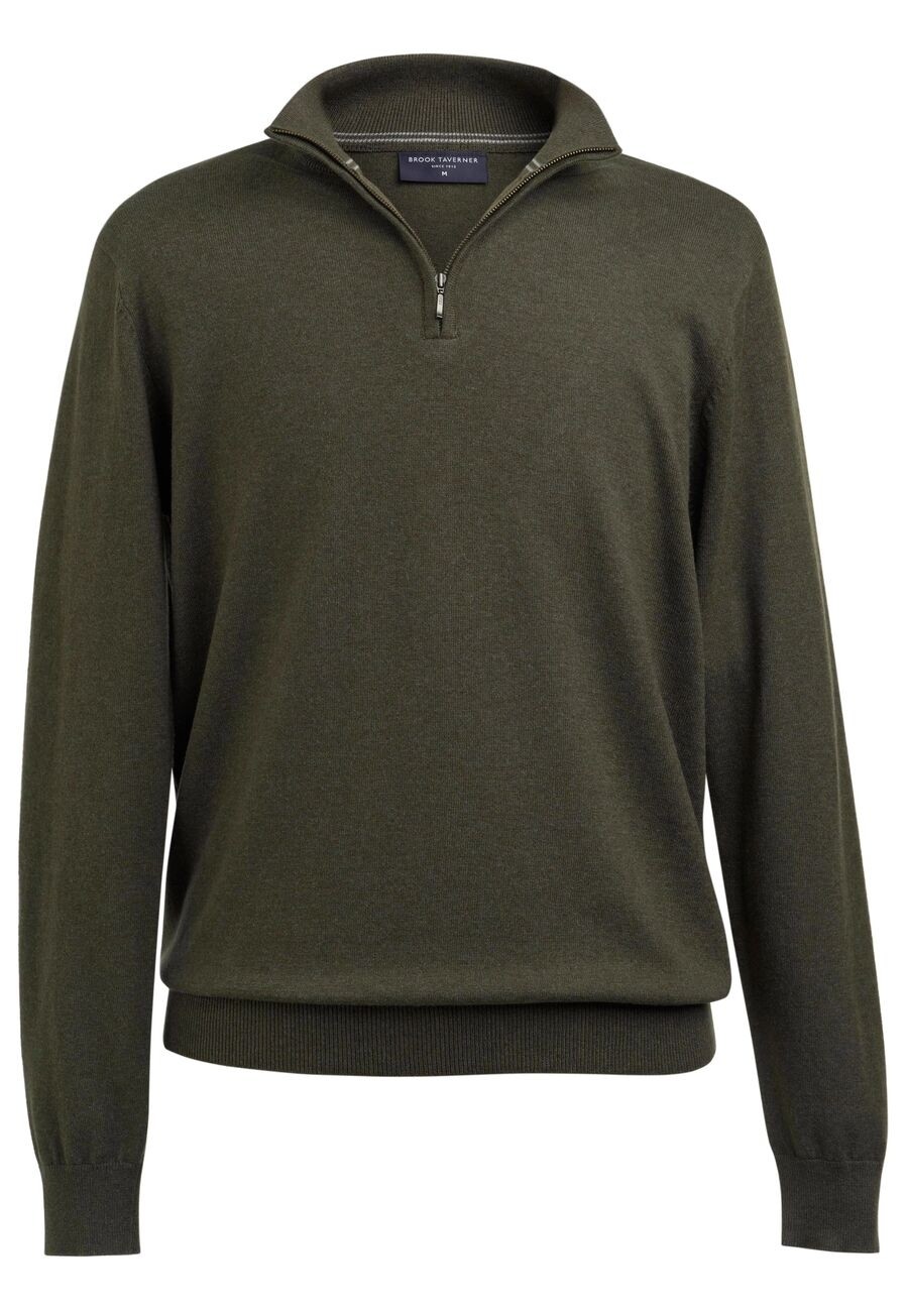 Pull Homme Brook Taverner, 100% Laine Mérinos, Noir, Taille M, Avec 1/4 Zip