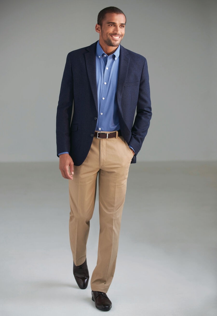 Black blazer blue shirt khaki pants cheap